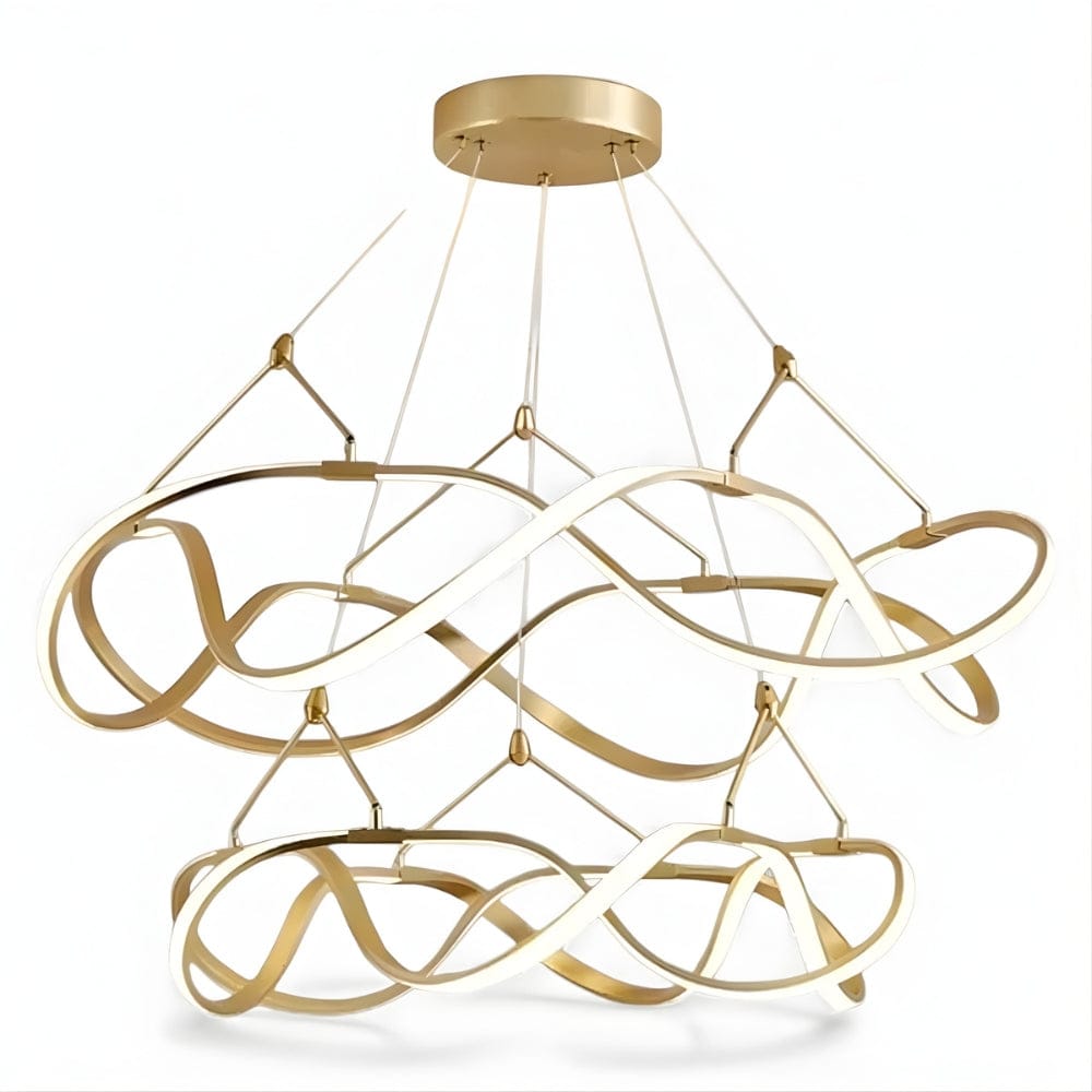 Grand Lustre Moderne Ruban Doree Dorée Image