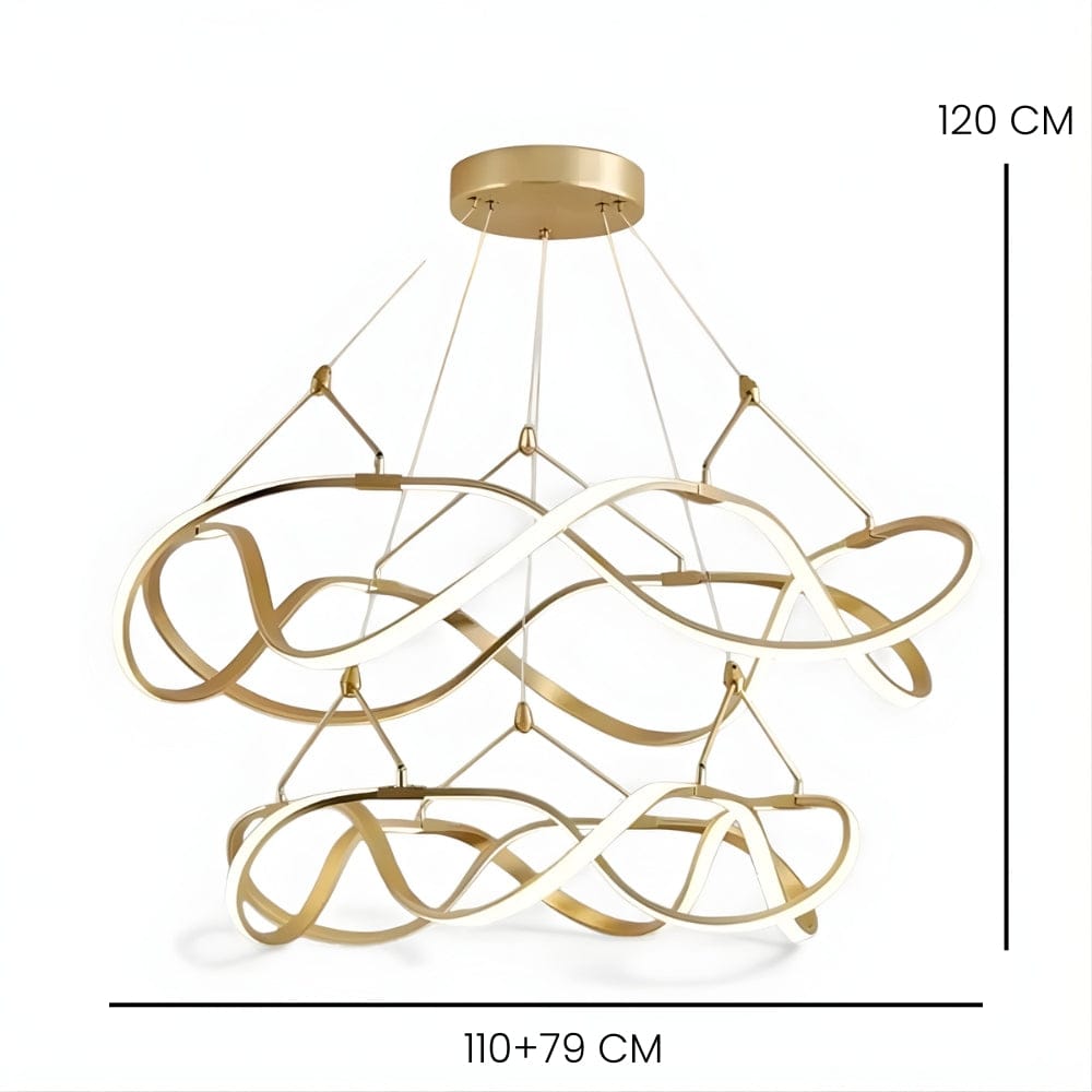 Grand Lustre Moderne Ruban Doree Dorée