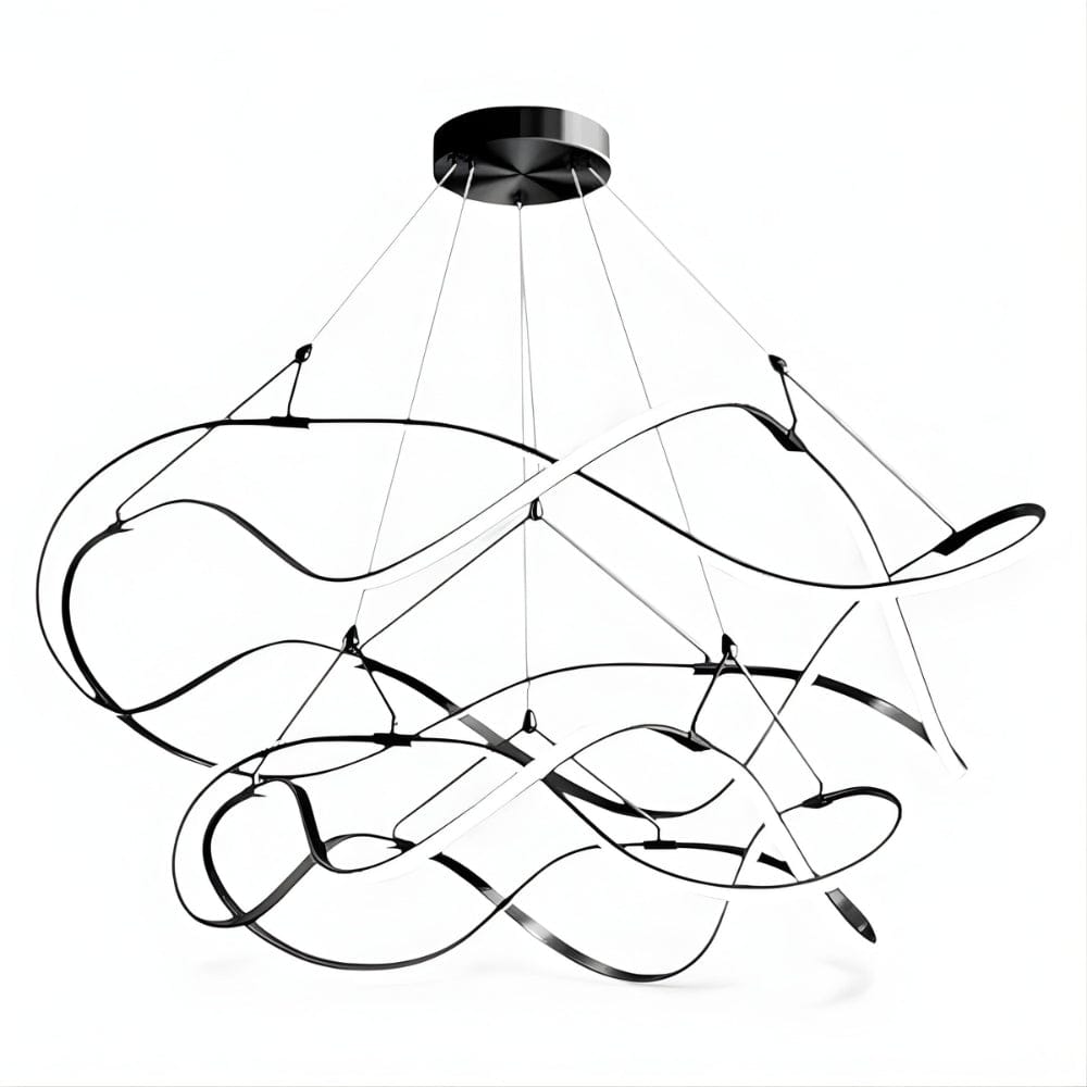 Grand Lustre Moderne Ruban Noir Noir