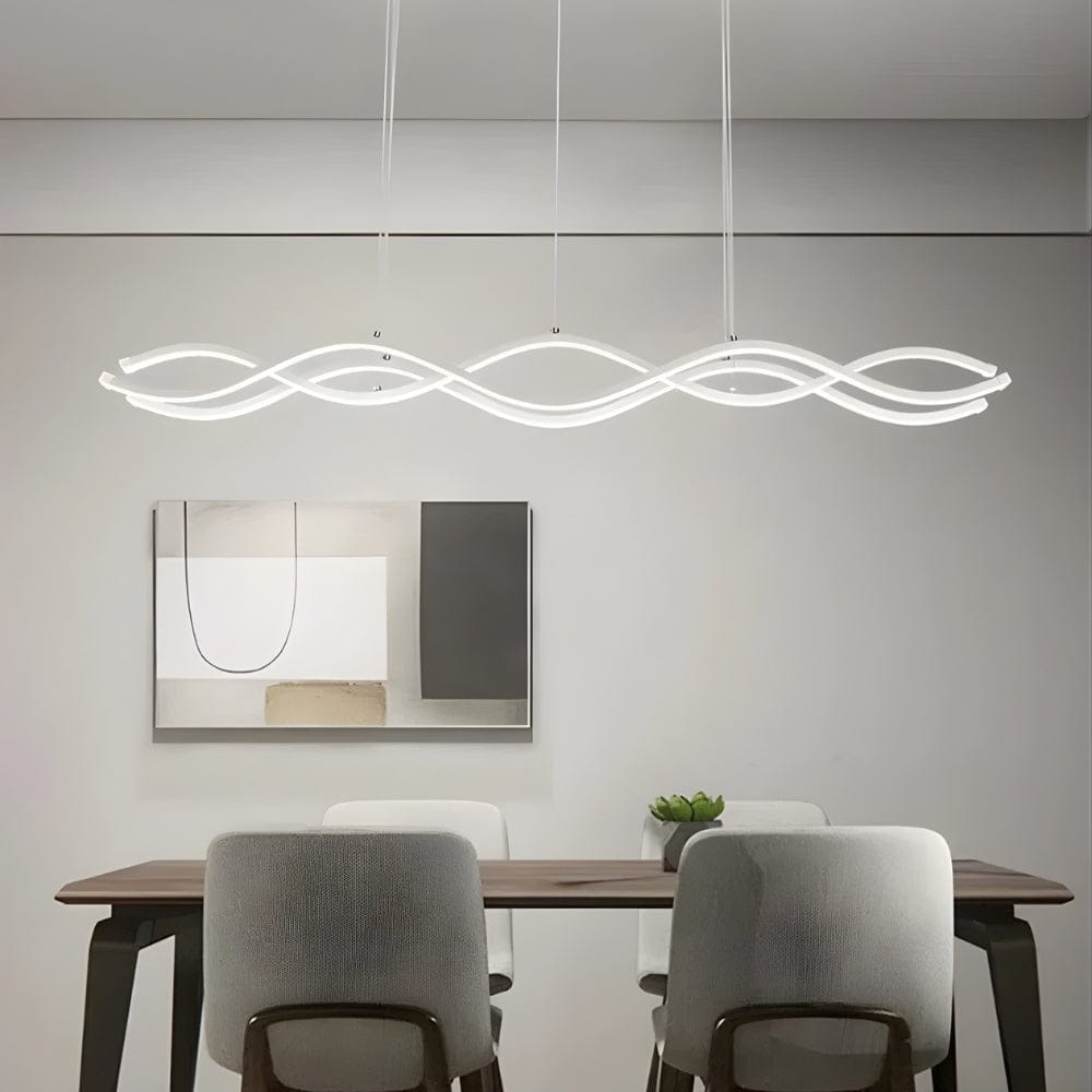 Grand Lustre Moderne Vague Blanc Blanc Image