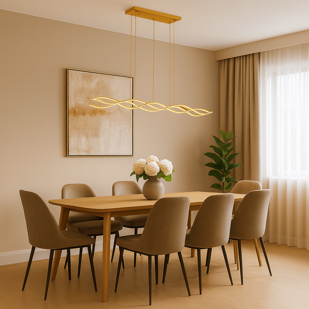 Grand Lustre Moderne Vague Doree Dorée