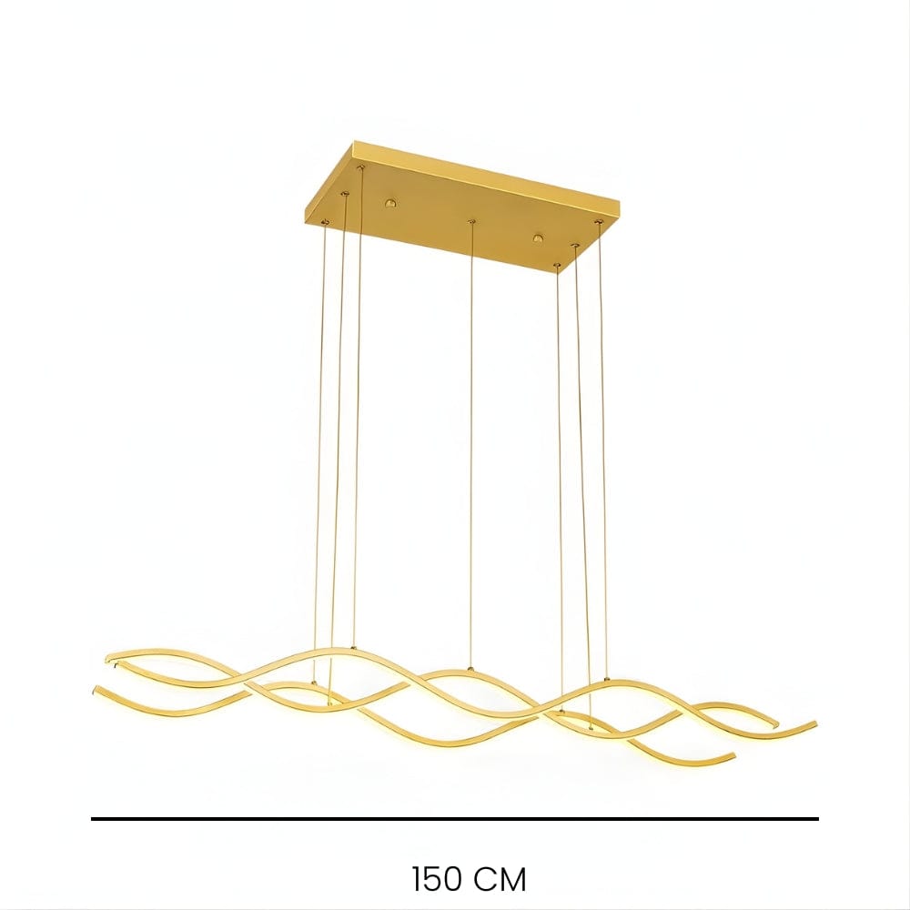 Grand Lustre Moderne Vague Doree Dorée