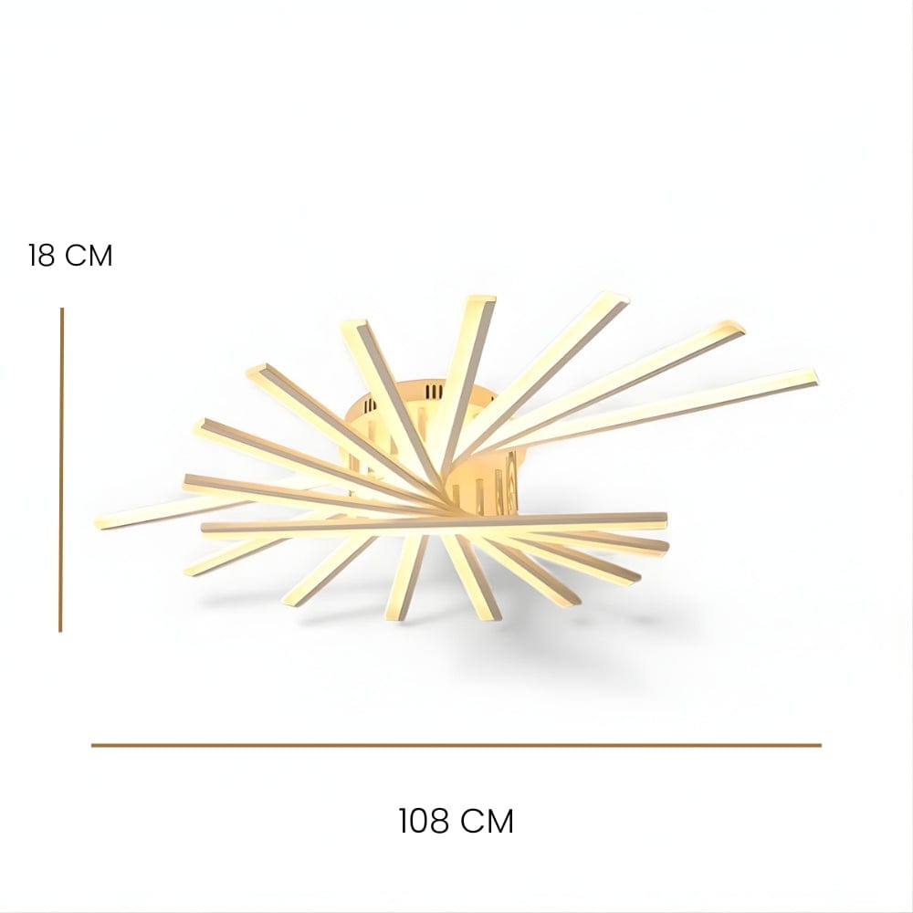 Grand Lustre Salon Etoile Doree Dorée