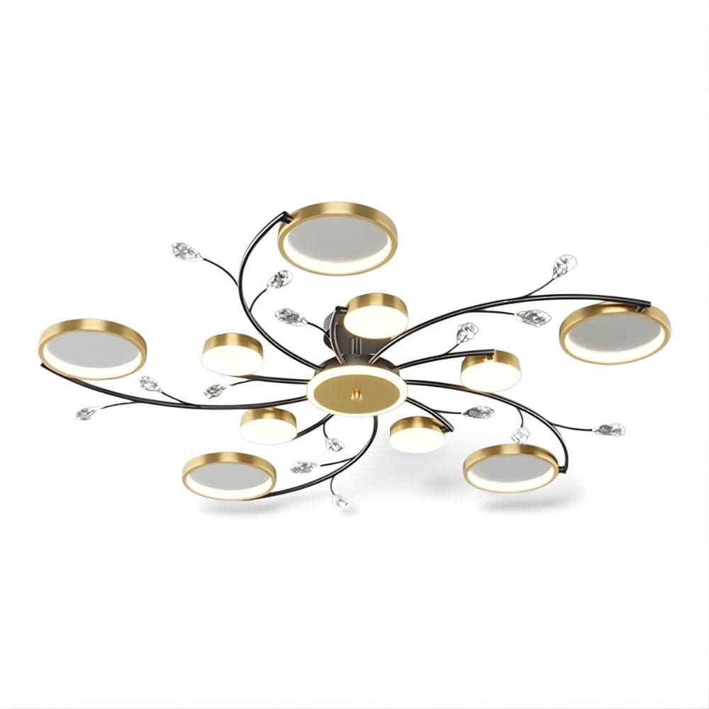 Grand Lustre Salon Fleur Dorée