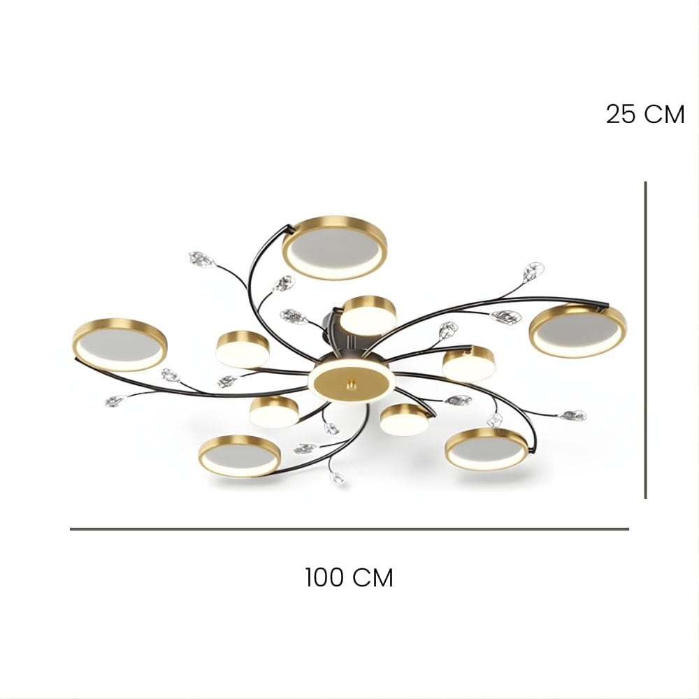 Grand Lustre Salon Fleur Dorée