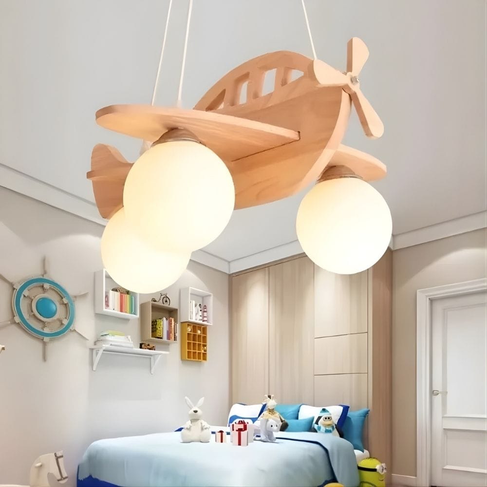 Lustre Avion Enfant Bois Beige