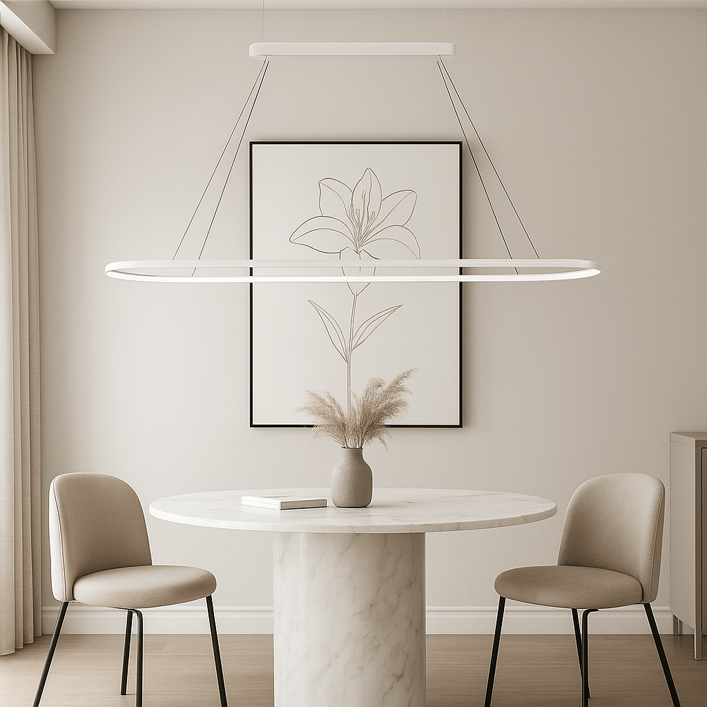 Lustre Blanc Moderne Oval Blanc Image