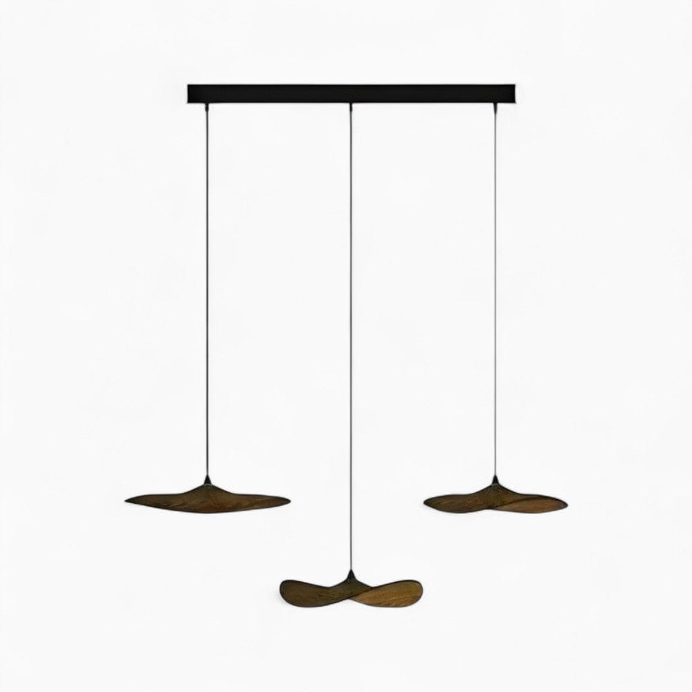 Lustre Bois 3 Feuilles Marron