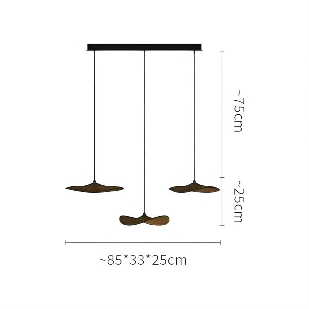 Lustre Bois 3 Feuilles Marron