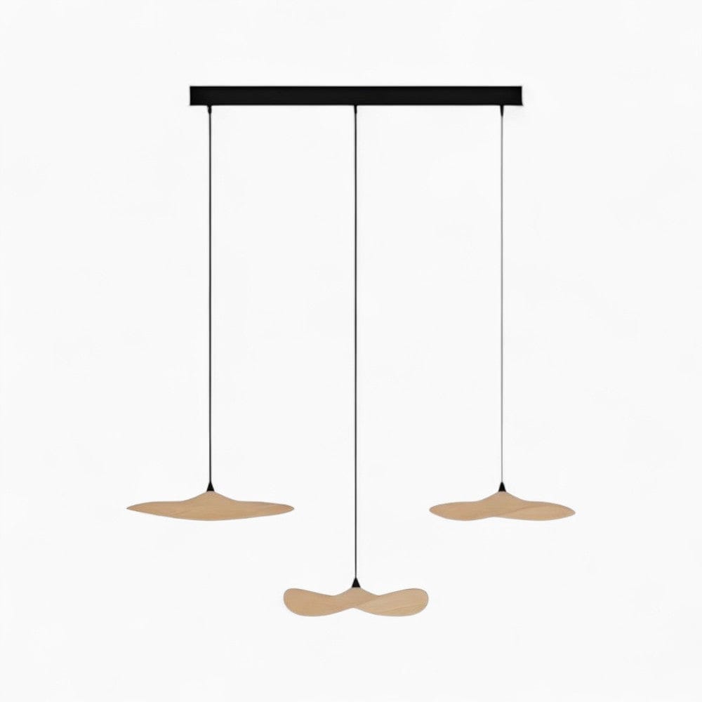 Lustre Bois 3 Feuilles claire Beige