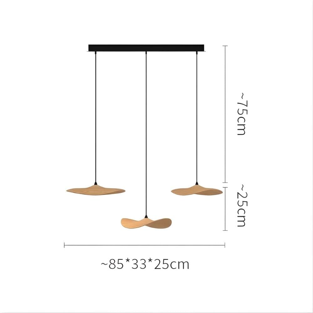 Lustre Bois 3 Feuilles claire Beige