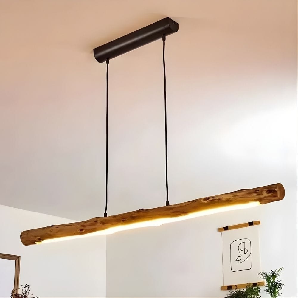 Lustre Bois Baton Naturel Marron
