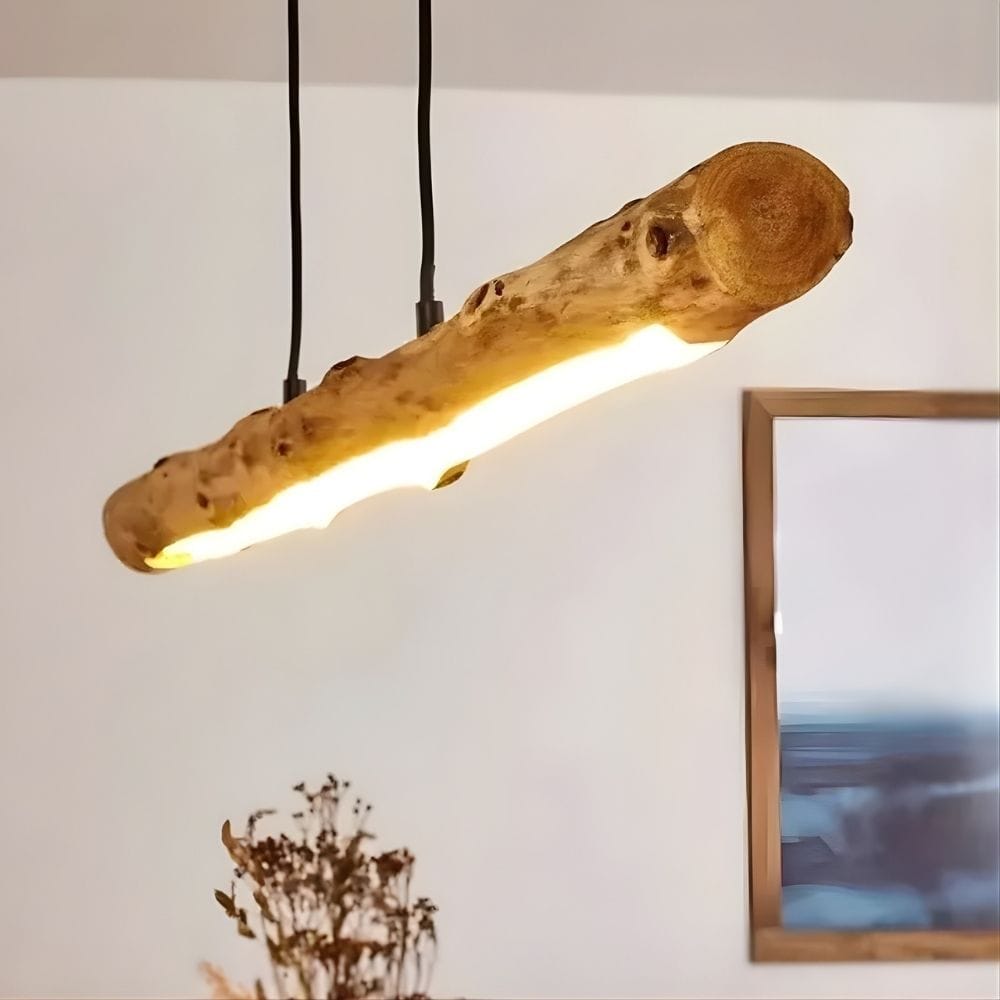 Lustre Bois Baton Naturel Marron