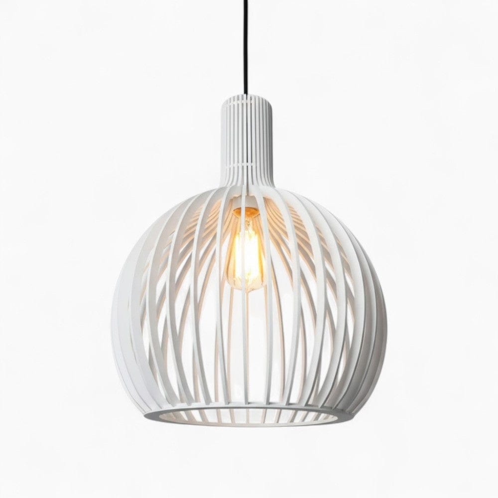Lustre Bois Cloche Blanc Blanc