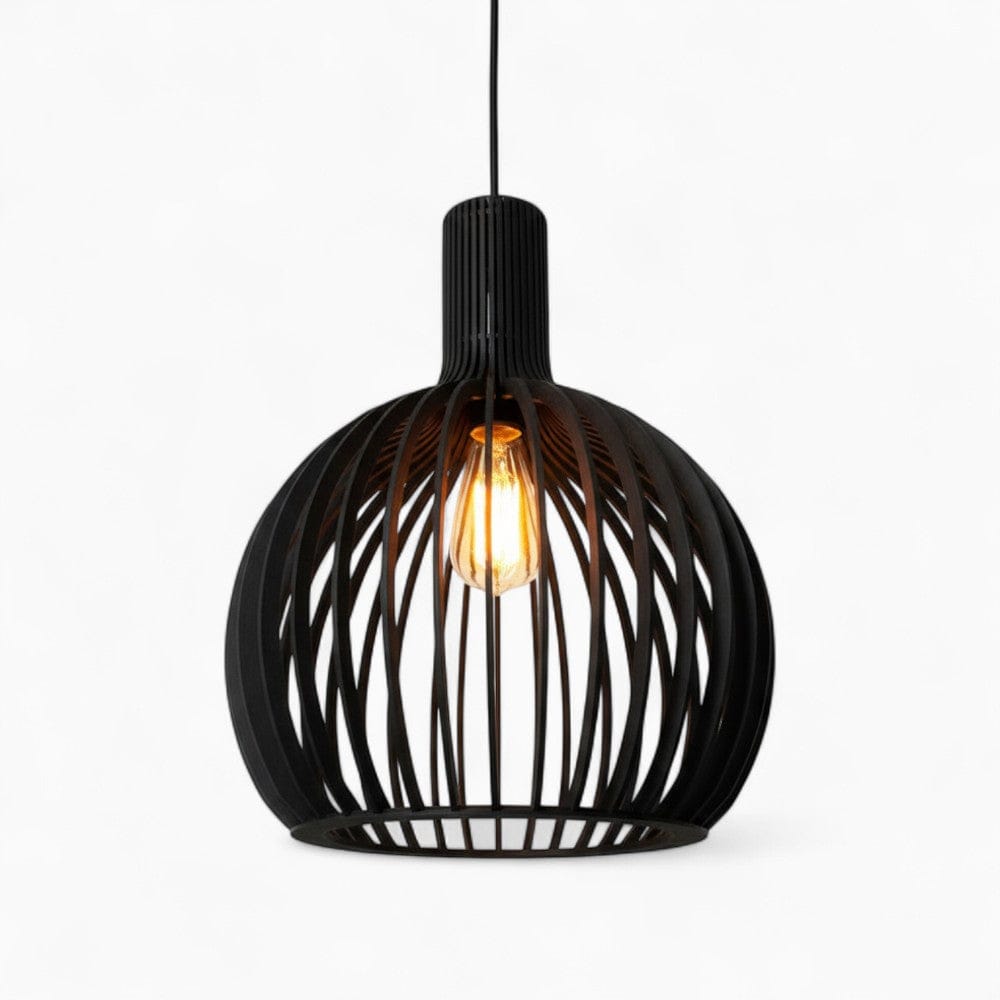 Lustre Bois Cloche Noir Noir