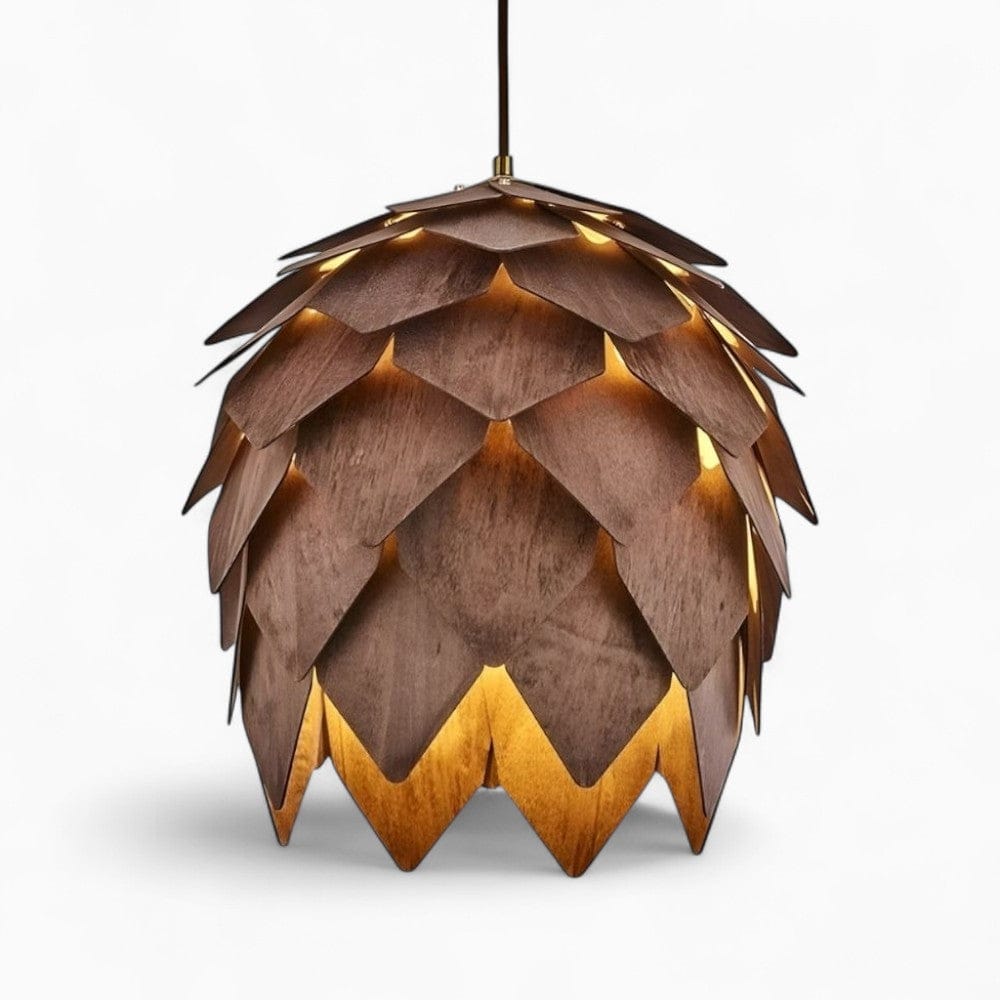 Lustre Bois Pomme de Pin Marron