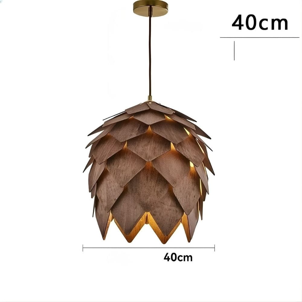 Lustre Bois Pomme de Pin Marron