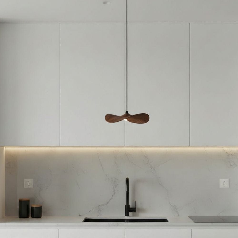 Lustre Bois Simple Feuille Marron