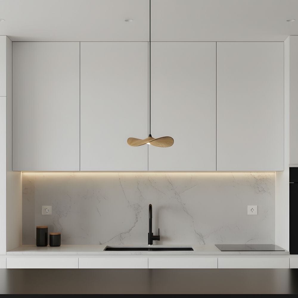 Lustre Bois Simple Feuille claire Beige