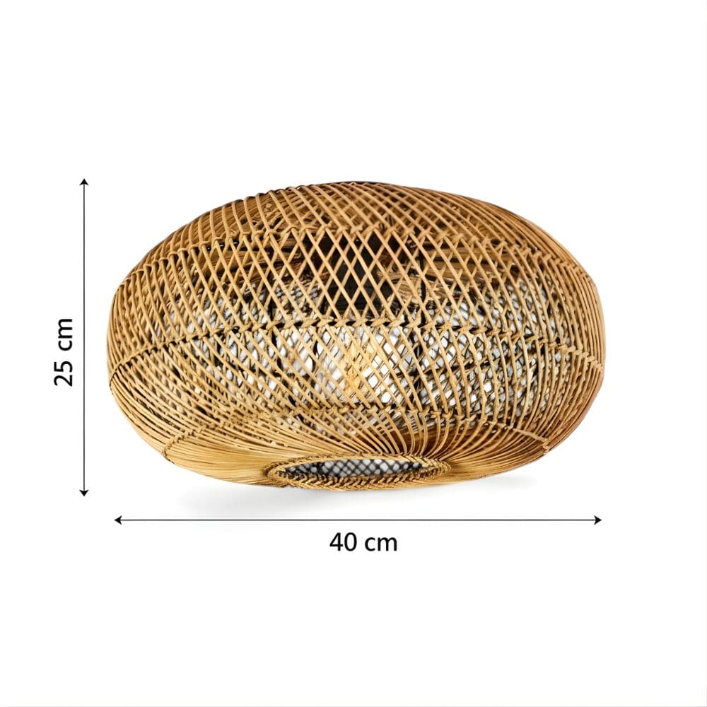 Lustre Boule en Rotin Beige