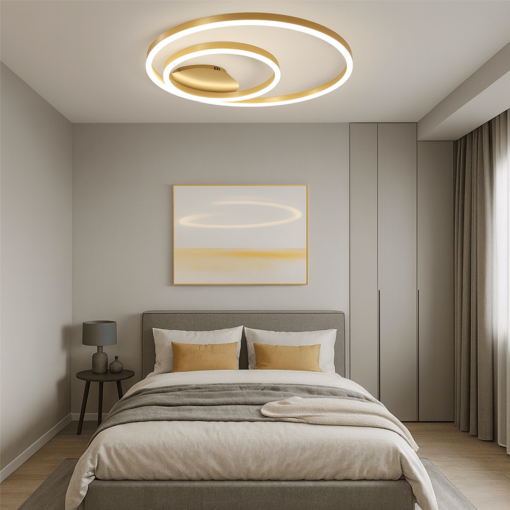 Lustre Chambre Anneaux Dorée