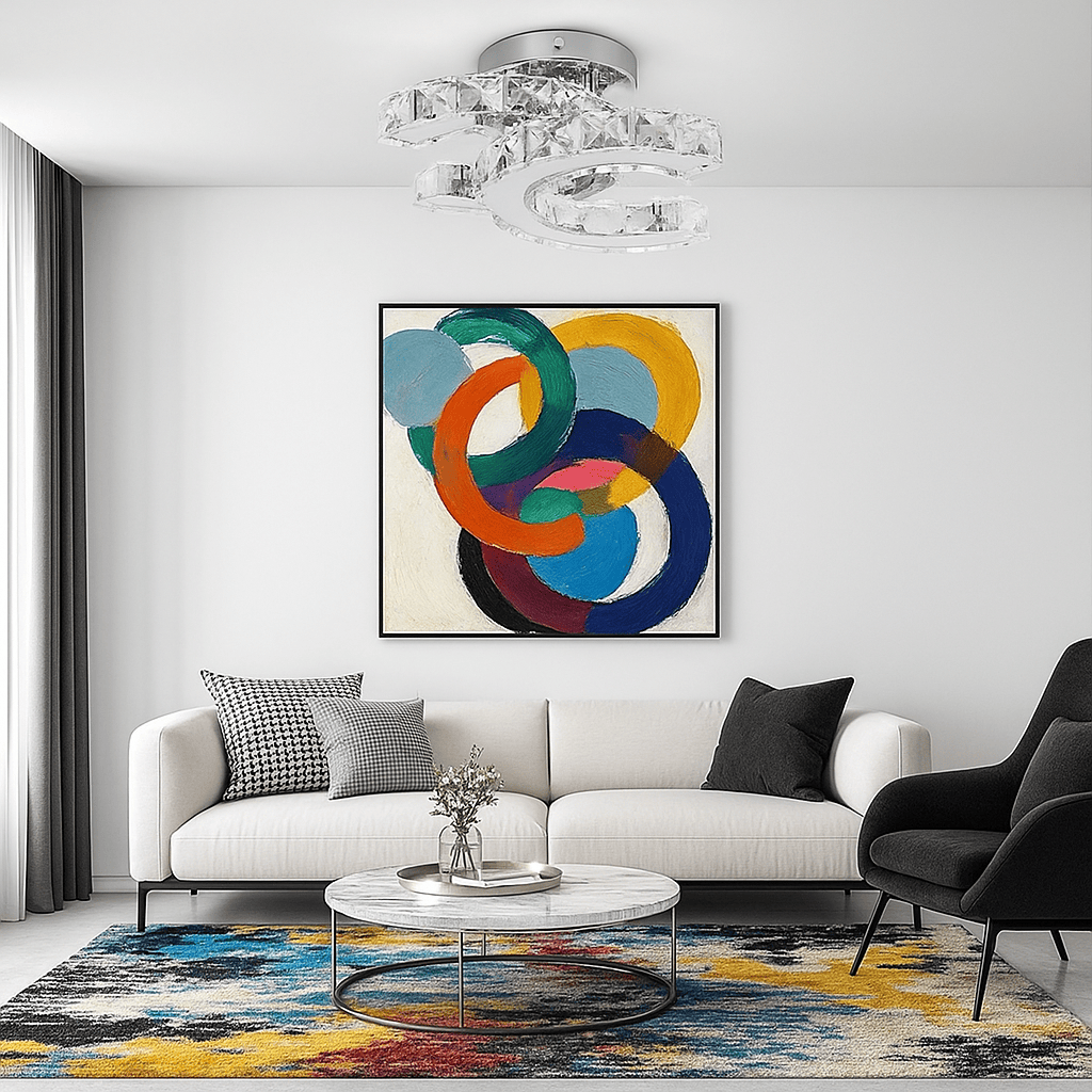 Lustre Chambre Boucle Cristal Argent