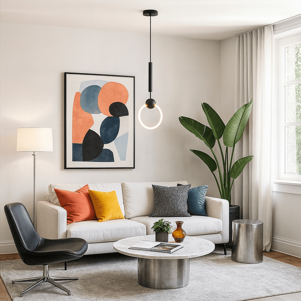 Lustre Chambre Cercle Suspendu Noir Noir Image