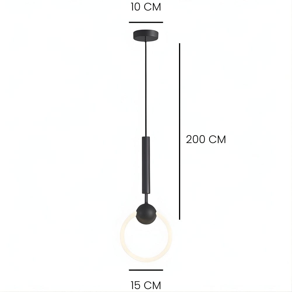 Lustre Chambre Cercle Suspendu Noir Noir