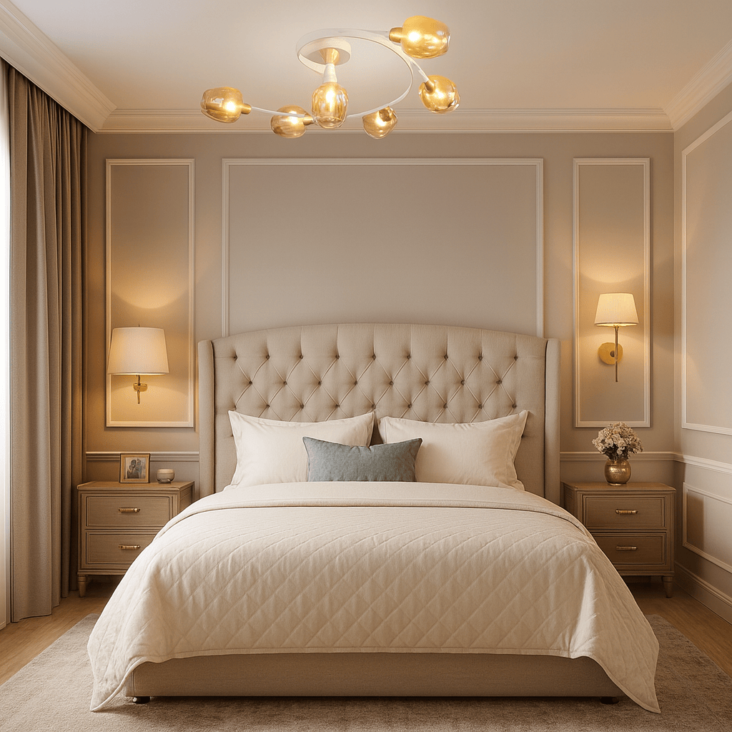 Lustre Chambre Courbe Blanc Blanc