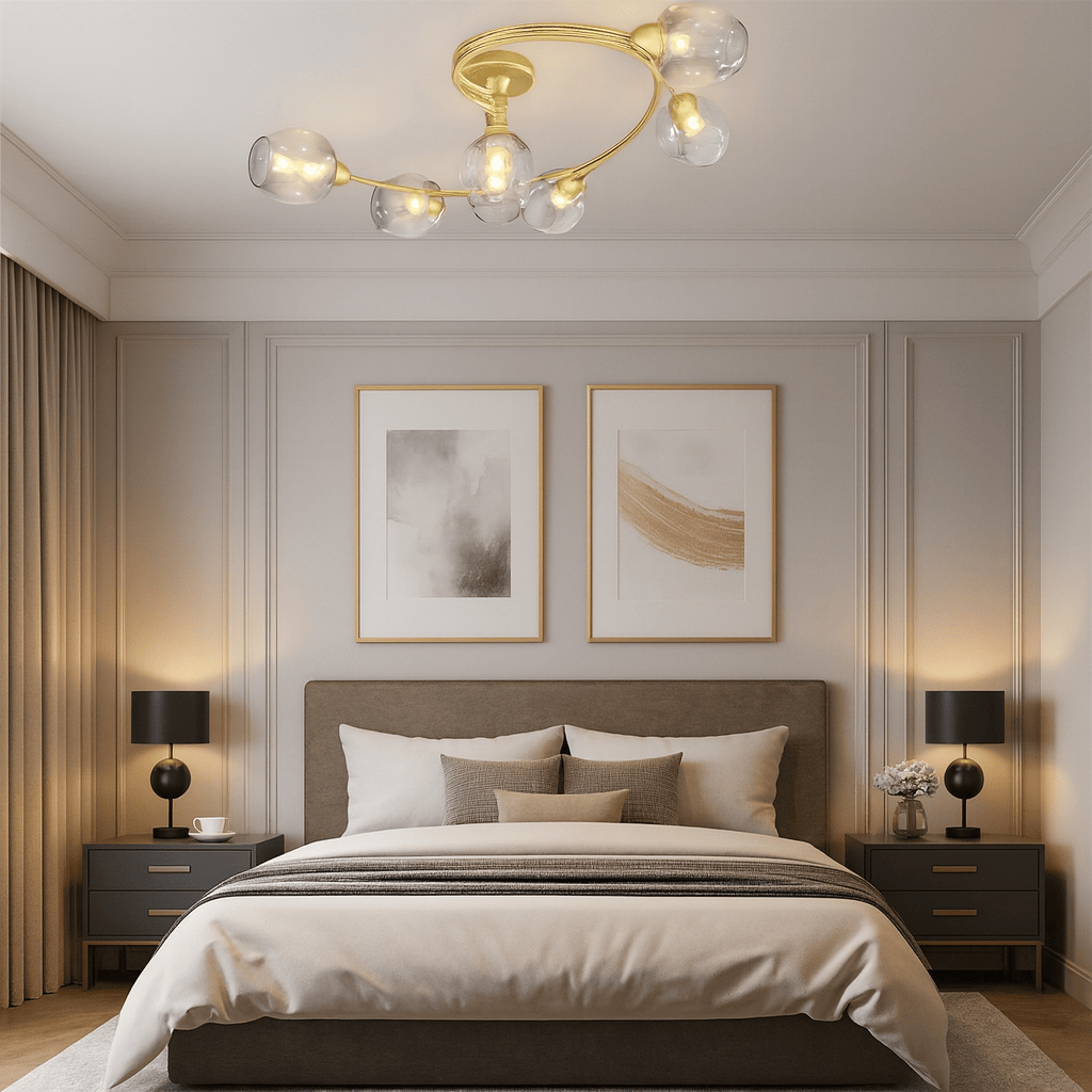 Lustre Chambre Courbe Doree Dorée