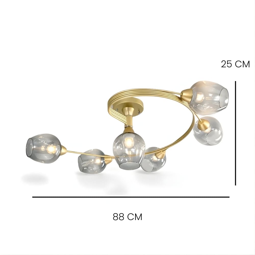 Lustre Chambre Courbe Doree Dorée