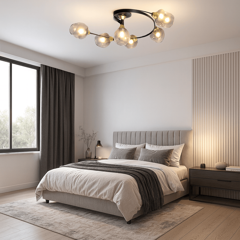 Lustre Chambre Courbe Noir Noir