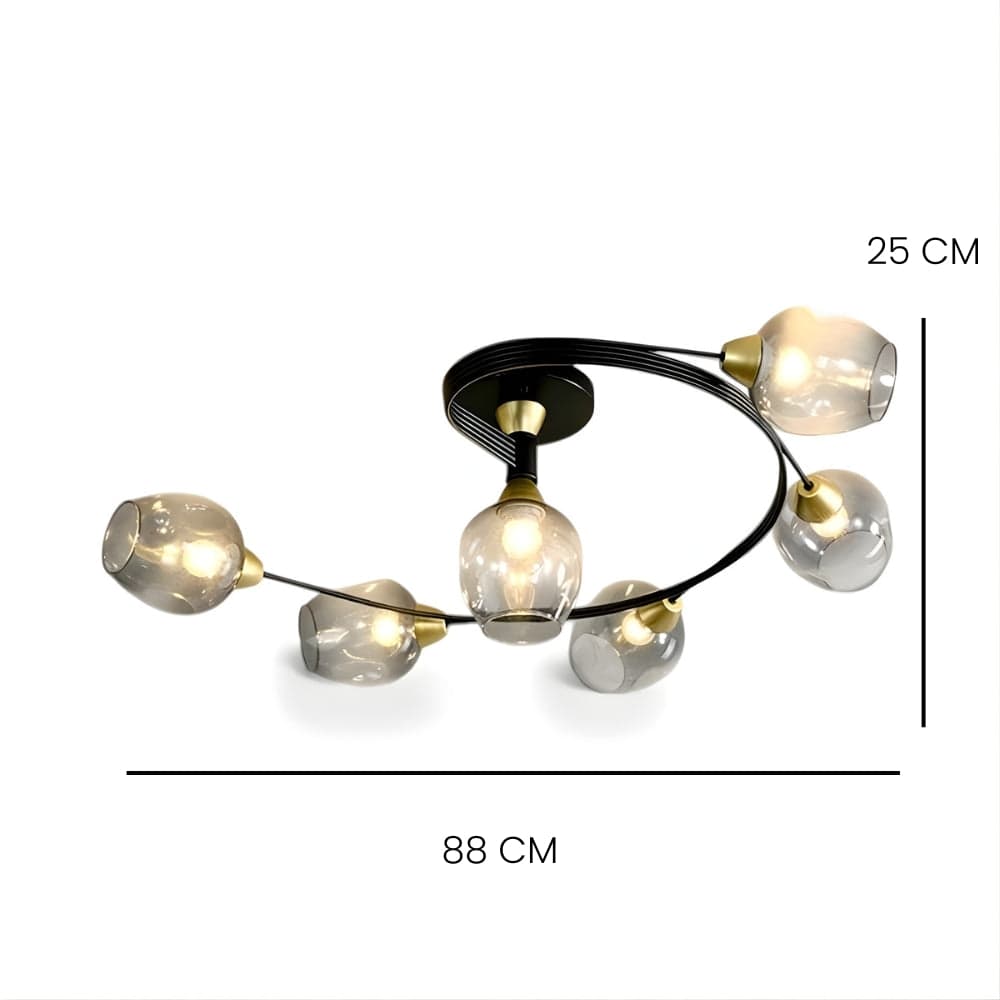 Lustre Chambre Courbe Noir Noir