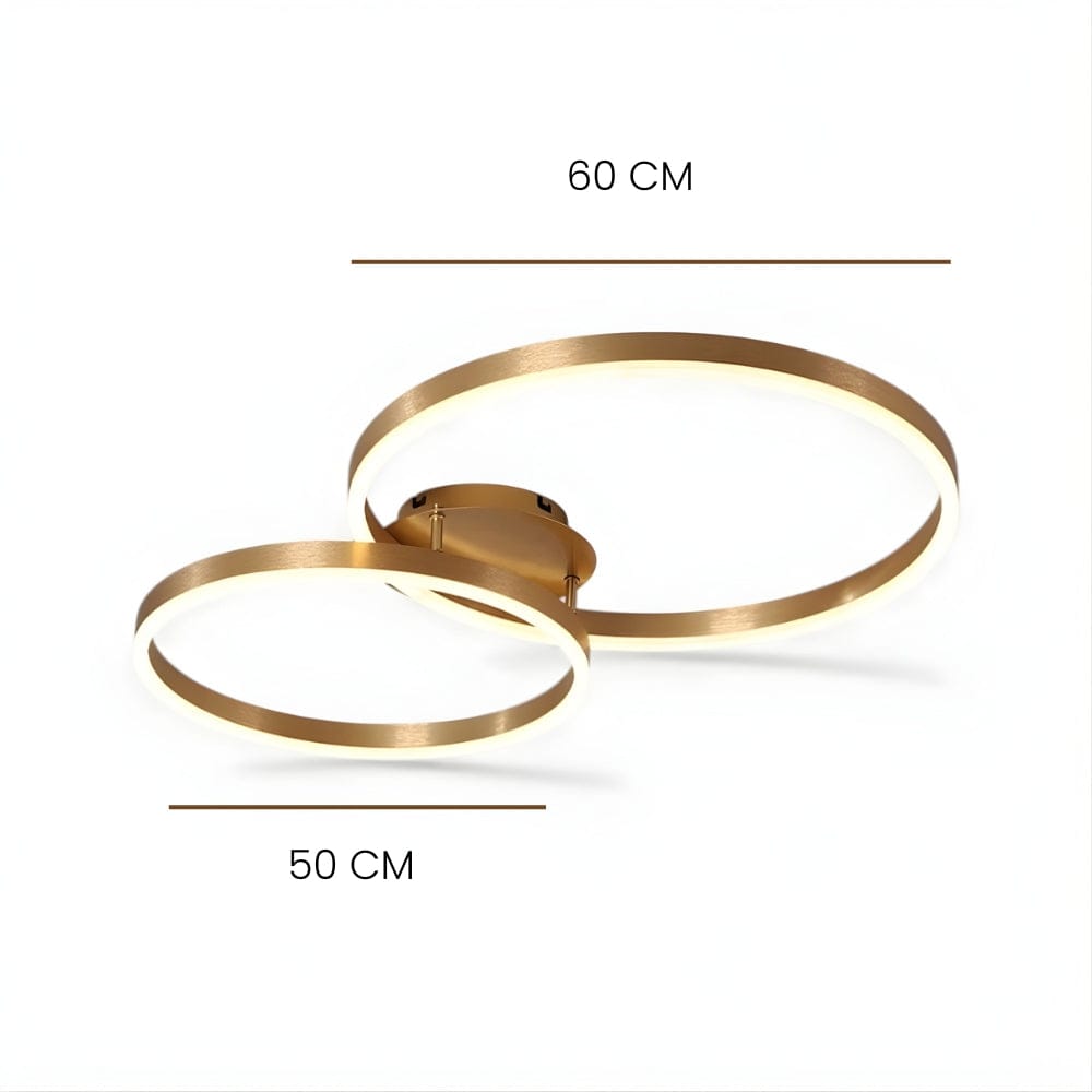 Lustre Chambre Double Anneaux Doree Dorée