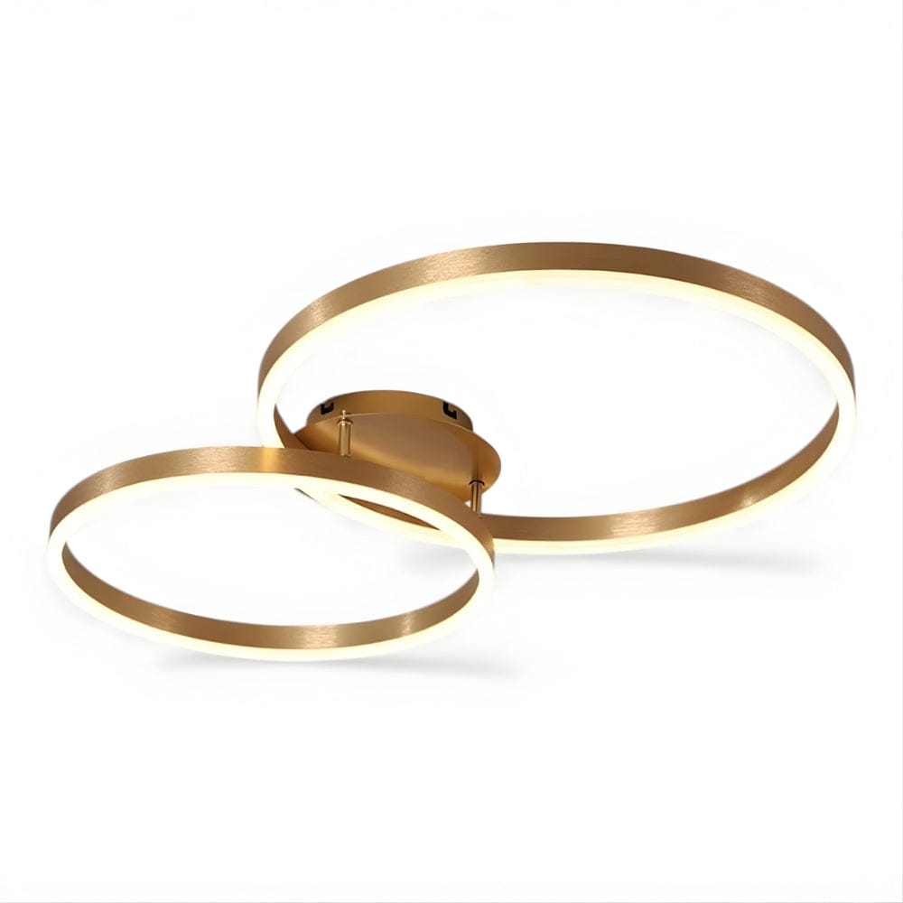 Lustre Chambre Double Anneaux Doree Dorée