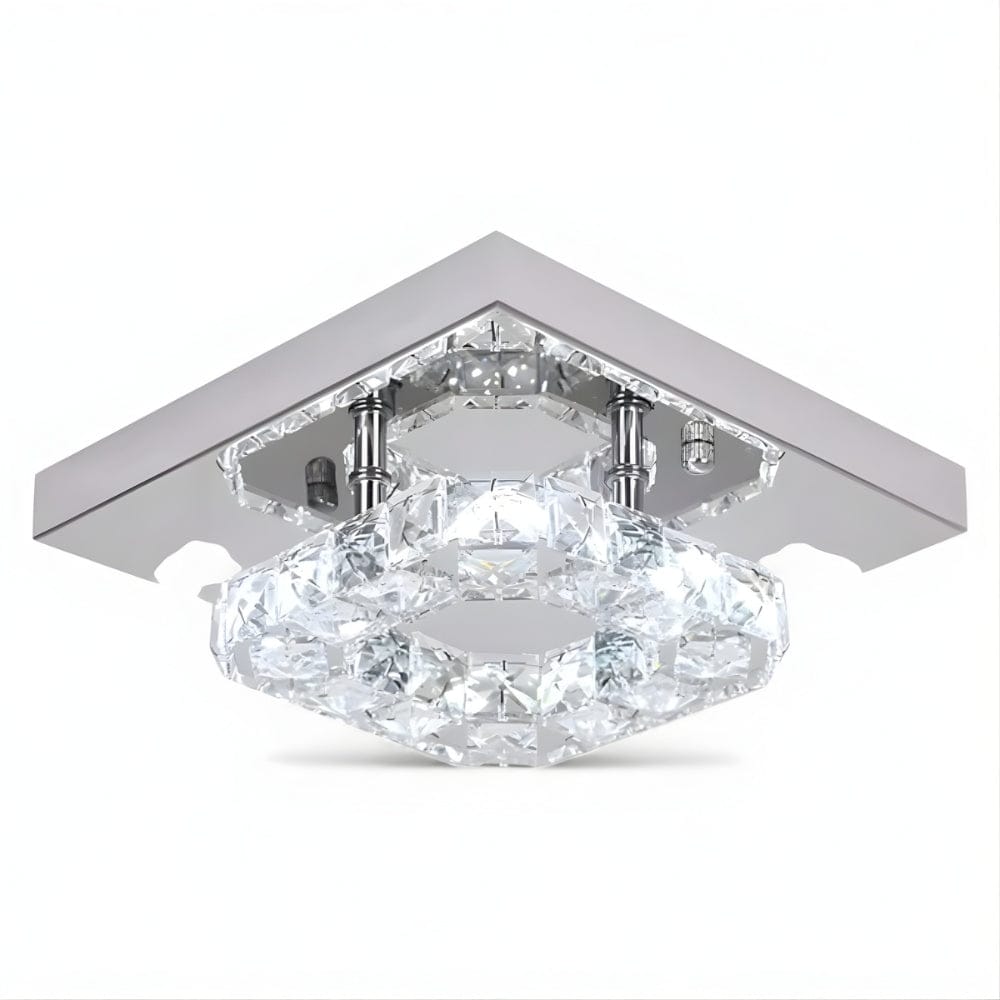 Lustre Chambre Double Carré Cristal Argent Image