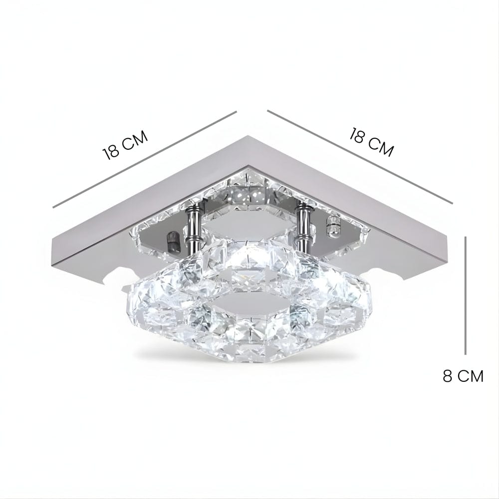 Lustre Chambre Double Carré Cristal Argent
