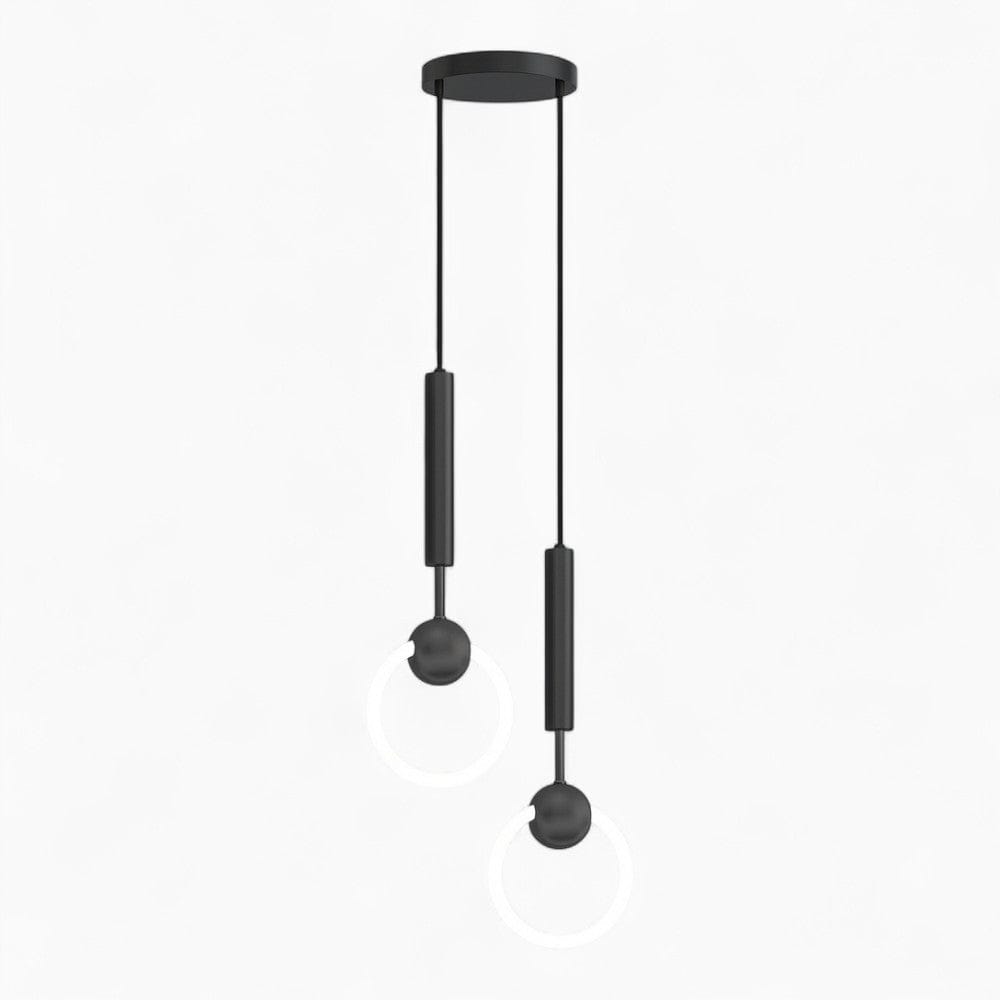 Lustre Chambre Double Cercle Suspendu Noir Noir