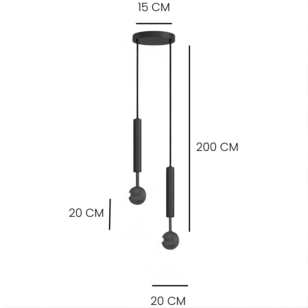 Lustre Chambre Double Cercle Suspendu Noir Noir