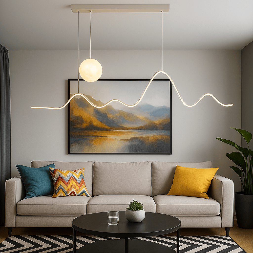 Lustre Chambre Lune Ondulee Blanc Blanc Image