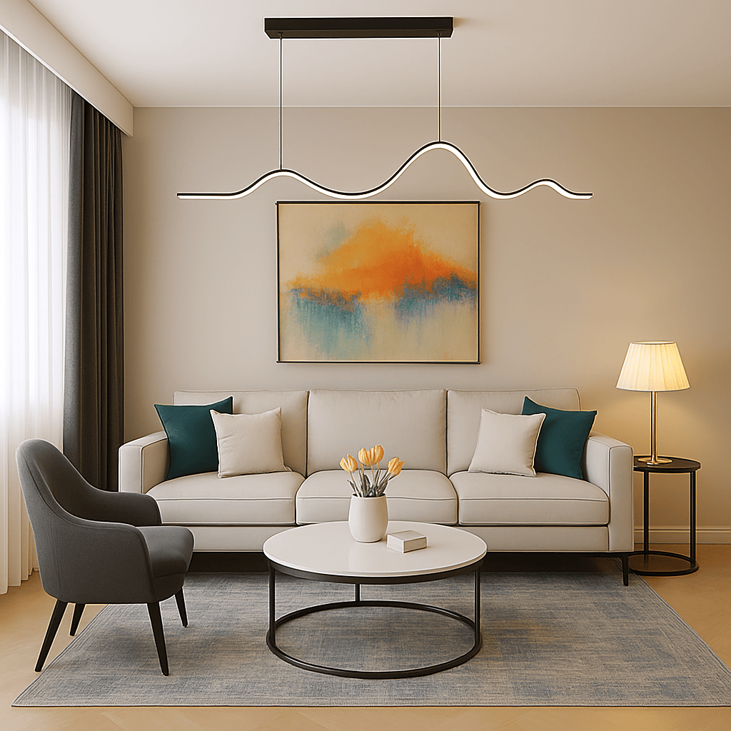 Lustre Chambre Ondulee Noir Noir Image