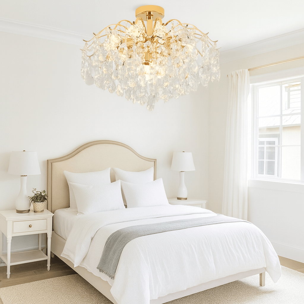 Lustre Chambre Suspendu Crystal Dorée