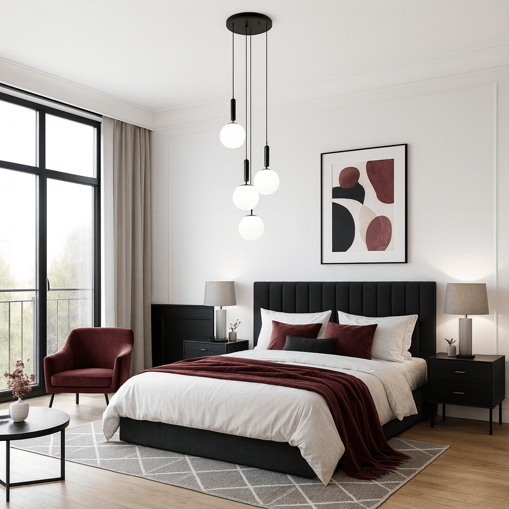 Lustre Chambre Suspendu Noir Noir / Warm White