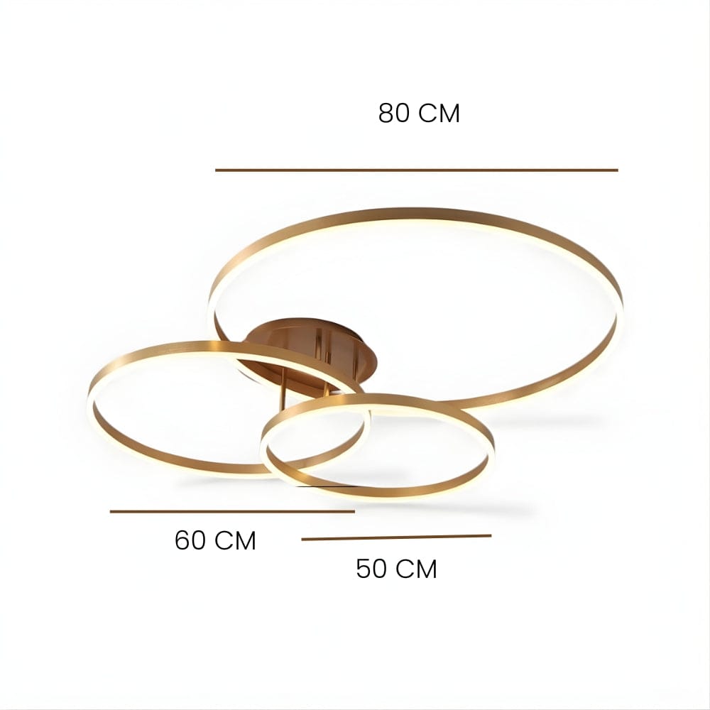 Lustre Chambre Triple Anneaux Doree Dorée