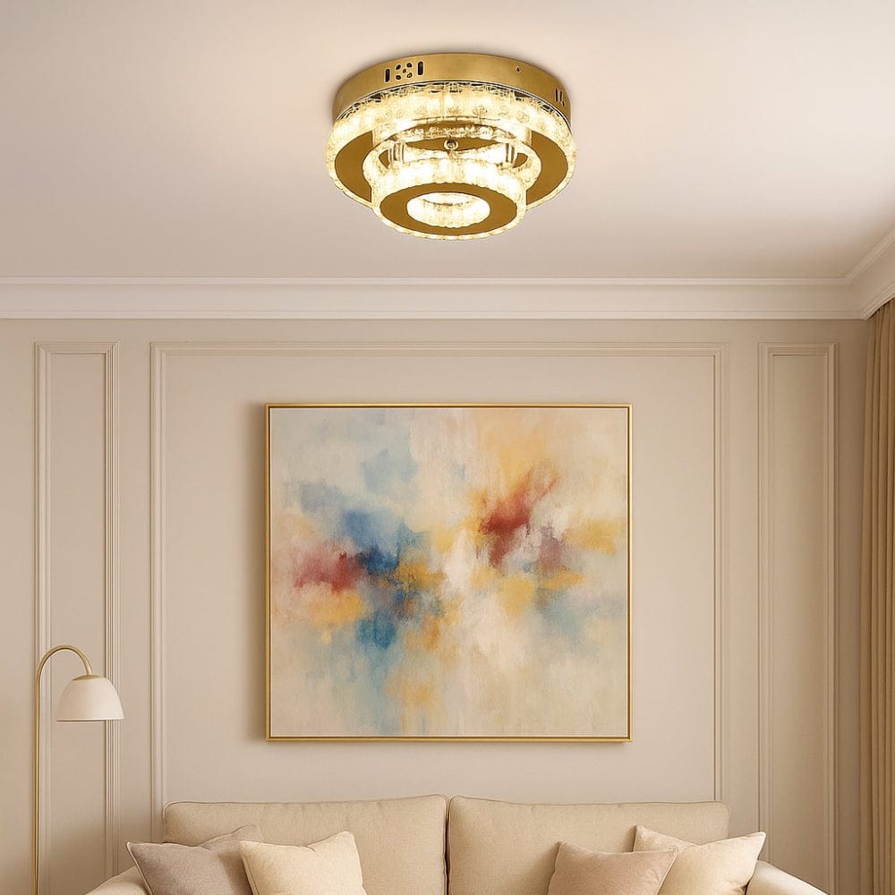 Lustre Chambre Triple Cristal Dorée Image