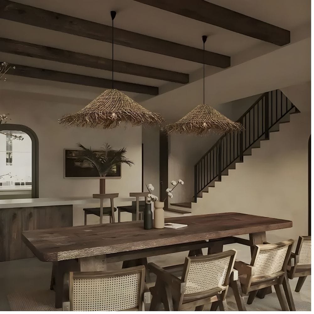 Lustre Chapeau Rotin Marron