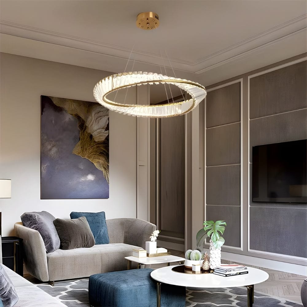 Lustre Cristal Couronne Doree Dorée