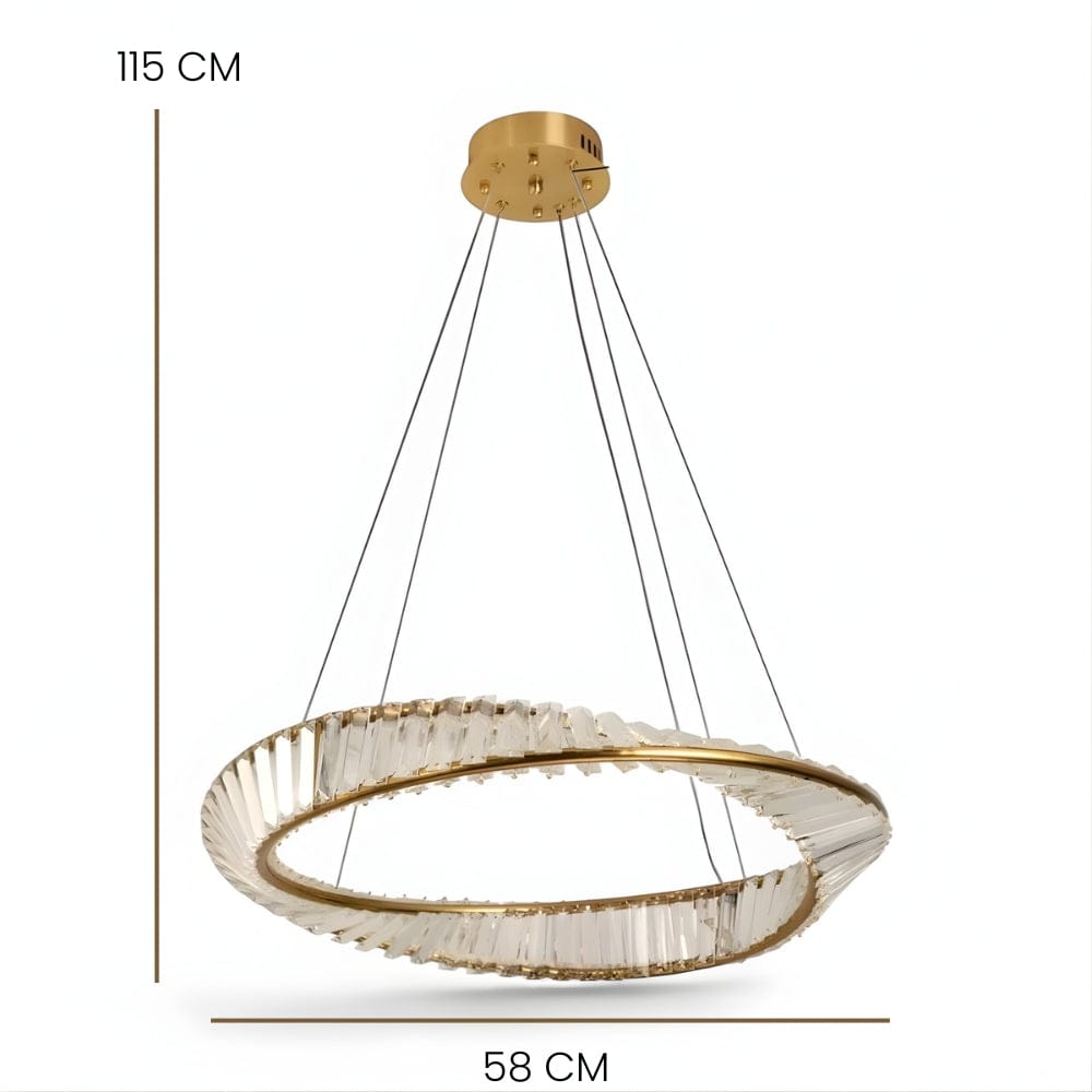 Lustre Cristal Couronne Doree Dorée