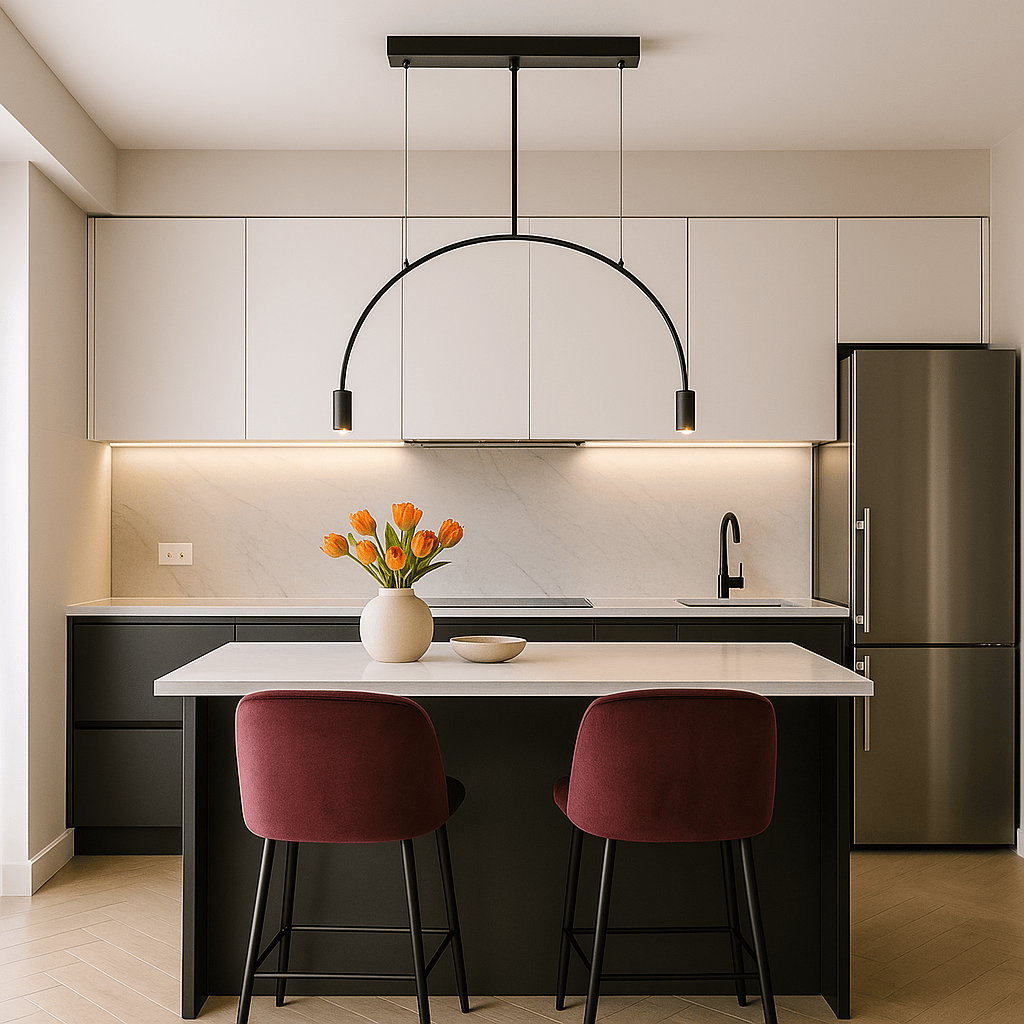 Lustre Cuisine 2 Arc Noir Noir Image