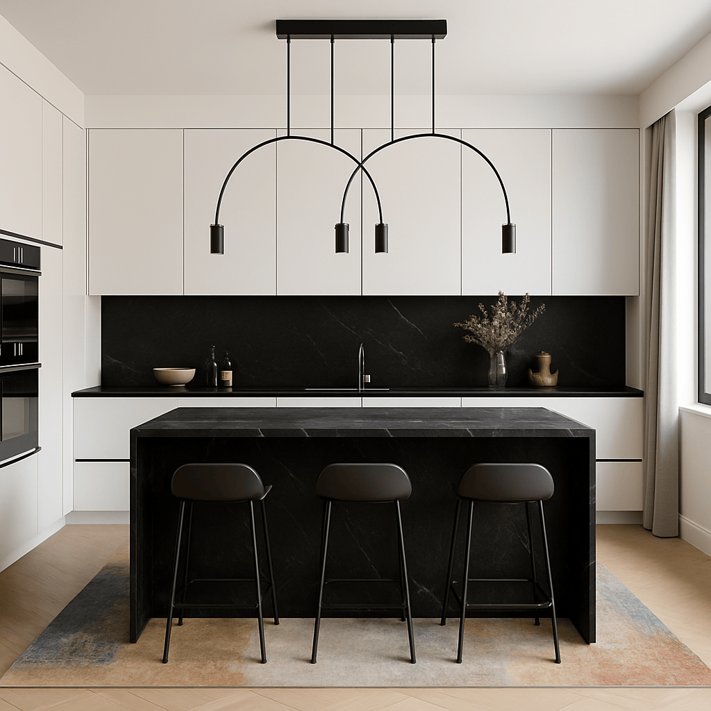 Lustre Cuisine 4 Arc Noir Noir